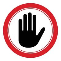 Stop Sign Symbol With Hand In Center In Red Circle vector