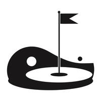 Golf Course Icon Silhouette With Flag Ball And Hole Design vector