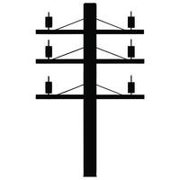 Simple Black And White Utility Pole Illustration With Power Lines And Insulators vector