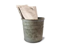 Tissue fold in metal basket separated from the white background with clipping path photo