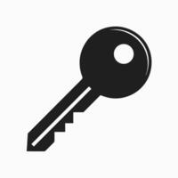 Black Key Isolated On White Background Minimalist Style For Security vector