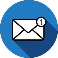One New Message Notification Email Symbol On Blue Circle Background vector