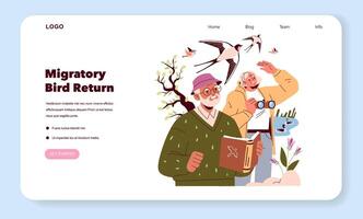 We are excitedly celebrating the wonderful return of migratory birds in our community and nature vector