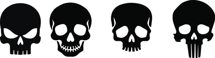 a set of four skulls with different faces vector