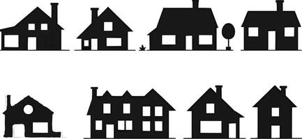 silhouette of houses in different sizes and shapes vector