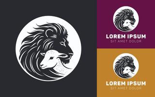 Christian-Inspired Lion and Lamb Logo with Elegant and Simple Lines vector