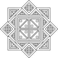Symmetrical Geometric Design Coloring Sheet with Circles and Squares vector
