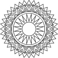 A symmetrical mandala design featuring a complex pattern of interconnected geometric shape vector