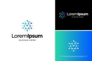 Pixel tech logo design template vector