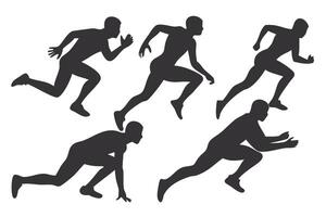 Dynamic Running Silhouettes of Men in Motion Art vector
