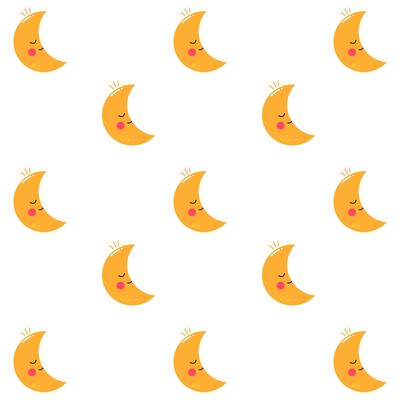 Delicate pattern for children's room, clothes or textiles with a funny moon