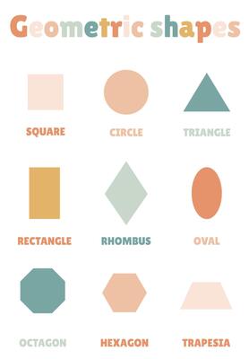 Educational poster for learning simple geometric shapes for children
