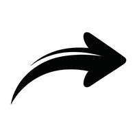 Black curved forward arrow icon for movement or direction concept vector