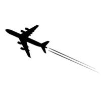 Airplane Silhouette with Contrail, Symbol of Travel and Speed vector