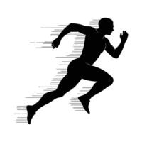 Running man silhouette with motion lines showing speed and energy vector