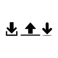 Upload and download arrow icons set in black for data transfer UI vector