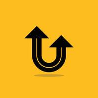 Double upward U-turn arrows on yellow background representing options vector