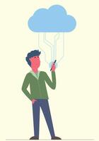 Connecting the world via internet cloud, connect to each other around the world concept, together, flat illustration vector