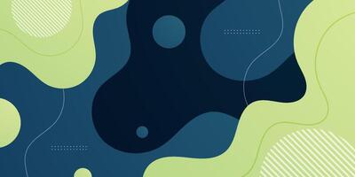 Abstract colorful blue and green wave fluid 3D background. Simple and trendy fluid shapes pattern background. vector