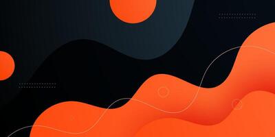 Abstract dark blue wave background with colorful orange wave fluid pattern. Trendy wave banner concept background. vector