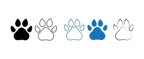 Set of animal, pet paw print icon. cat and dog paw, footprint icon. Paw Print symbol template for graphic and web design collection. vector