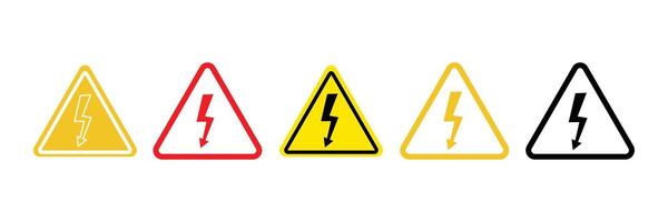 Warning sign. Dangerous electrical High voltage icon with lightning sign. High voltage sign. High voltage signs icon with danger colorful electricity icons. vector