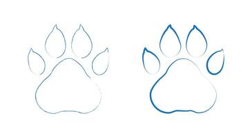 blew stoke dog or cat paw print sign and symbol icon for mobile concept and web design. Set of animal paw print. vector