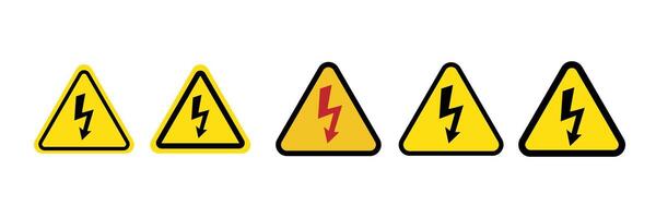 High voltage icon. high voltage warning sign on a yellow triangular board. danger icon isolated on white background for web button. vector
