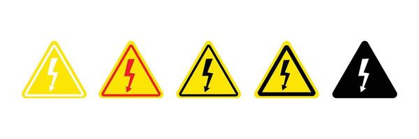 High voltage icon. high voltage warning sign on a yellow triangular board. danger icon isolated on white background, web button. vector
