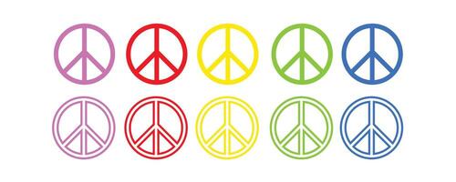 Peace Symbol or icon in different style and color. vector