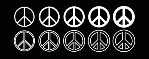 white Line Art Peace Icon Or Symbol in different style. vector