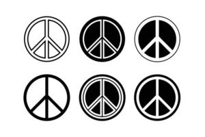 A set of peace signs of different thicknesses. Peace symbols, peace pictograms isolated on white background. International symbol of the antiwar movement of the disarmament of the world vector