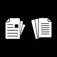 Document icon, Paper icon, File Icon in white color isolated on black background. vector