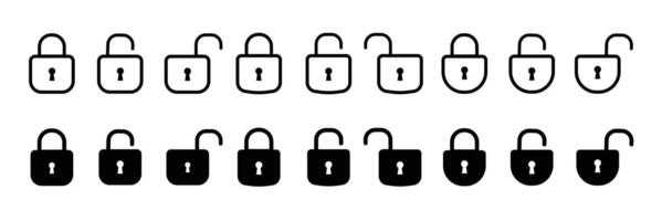 Lock and unlock icon set. Lock padlock open, close icon isolated on transparent background. Privacy icon, security icons set. vector