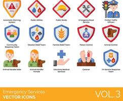 Emergency services icons set vector