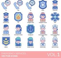 Emergency services icons set, illustration vector