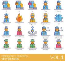 Emergency services icons set, set of icons for emergency services, emergency services, emergency services vector