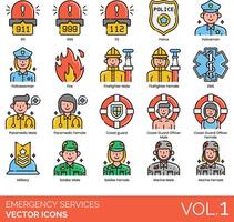 Emergency services icons set, set of icons for emergency services, emergency services, emergency services vector
