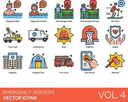 Emergency services icons set vector