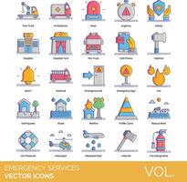 Emergency services icons set vector