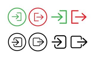 Entrance and exit icons. Sing in and sign out, login and logout icons isolated. vector