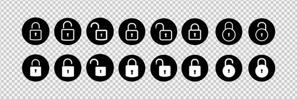 Close and open lock icons. Set of lock icons vector