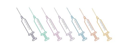 Syringe icon in different color. injection icon in different color. vector