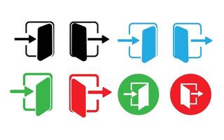 log in and Logout icon in red and green color. Sign in and sign out symbol. entry and Exit sign. flat style. vector
