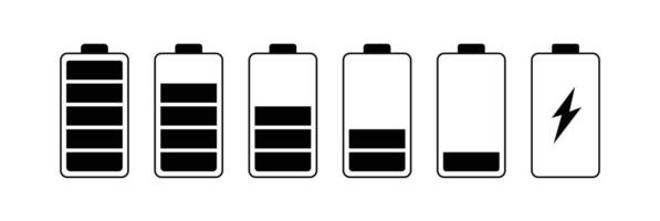 attery icon set. Battery charge level. Battery charging icon. Battery charge indicator icon. vector