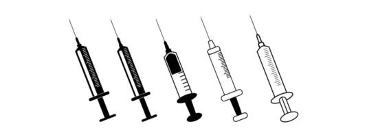 medical syringe icon set. Syringe Icon collection in different style. vector
