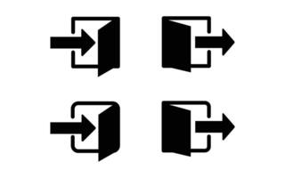 simple silhouette login and Log out flat icon with an arrow pointing on white background. Sign in and sign out icon symbol. vector
