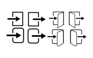 Exit and entry icon set. Log in, log out icon set. vector
