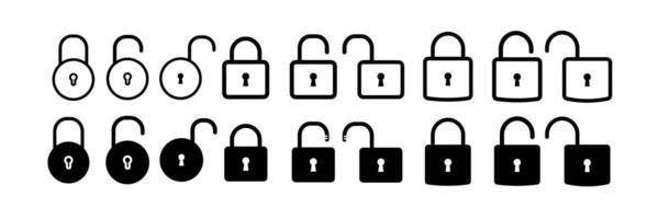Lock and unlock icon in different collections. Lock padlock open, close icon isolated on transparent background. Privacy icon, security icons set. vector