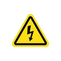 High voltage yellow triangle icon, danger symbol isolated on white background, web button. vector